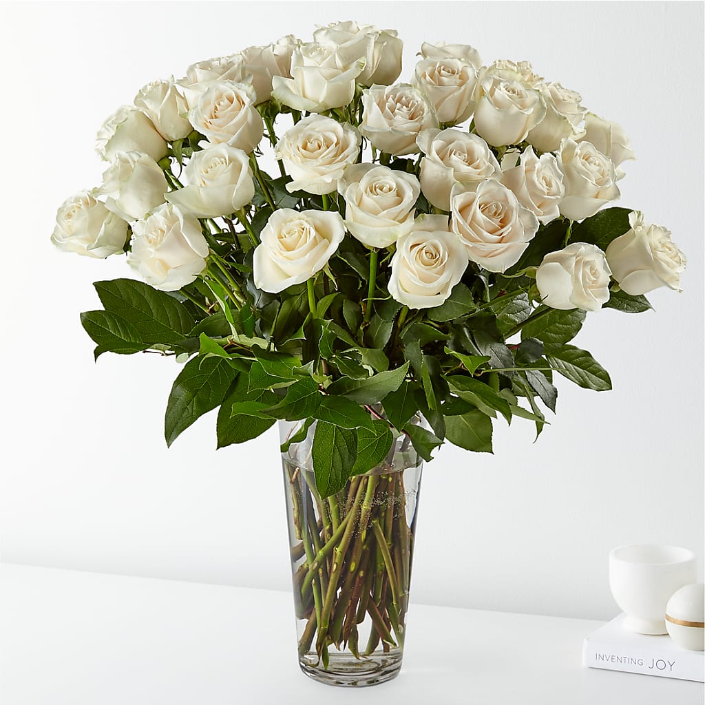 Long Stem White Rose Bouquet – Yadilynn Flowers Llc, Orange CA