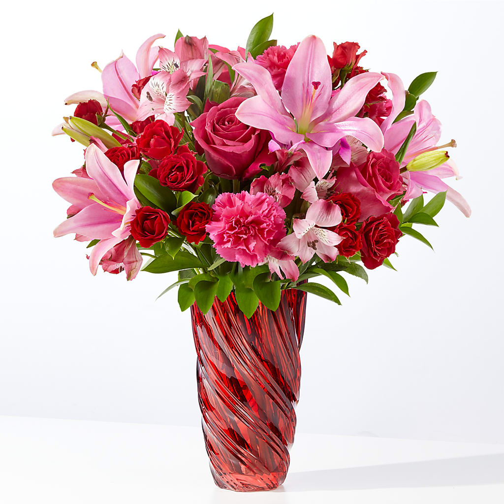 In Love Bouquet with Luxe Swirl Vase – Yadilynn Flowers Llc, Orange CA