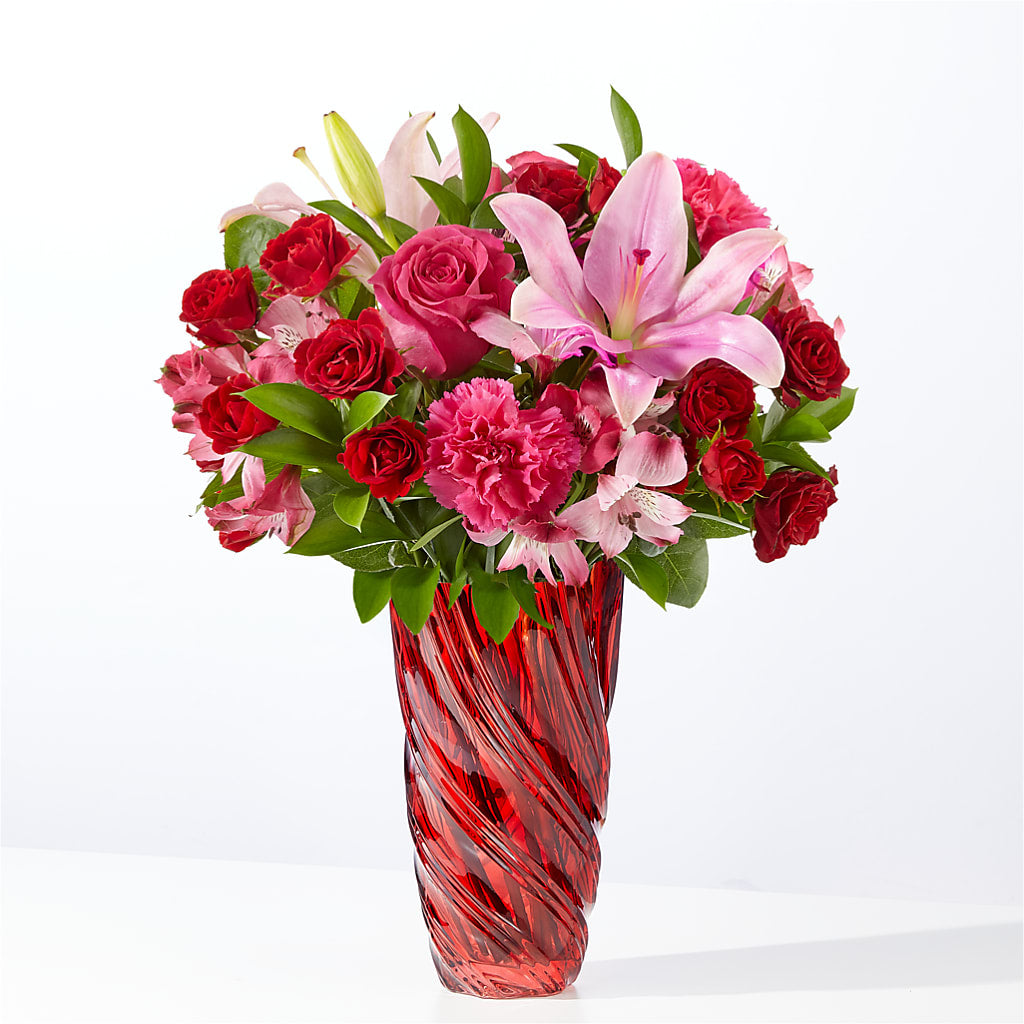 In Love Bouquet with Luxe Swirl Vase – Yadilynn Flowers Llc, Orange CA