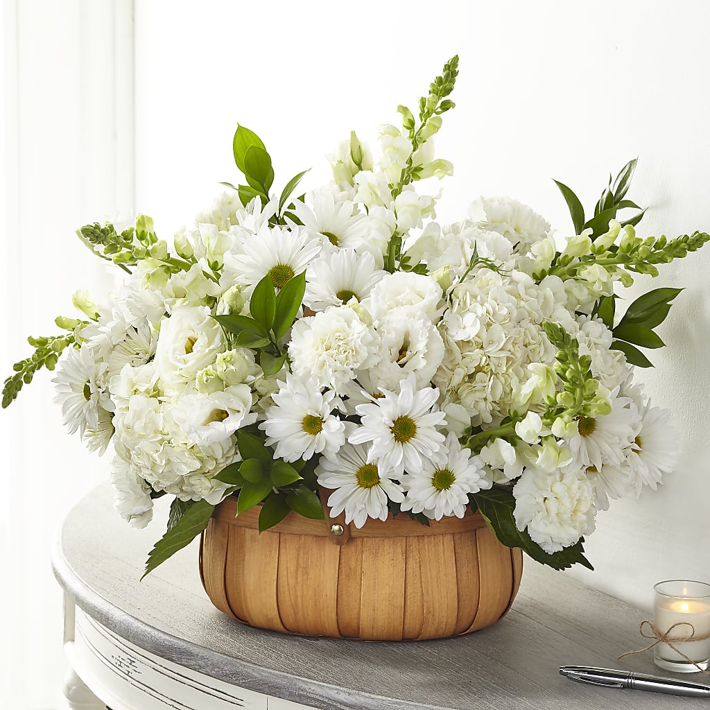 Pure Ivory Basket – Yadilynn Flowers Llc, Orange CA