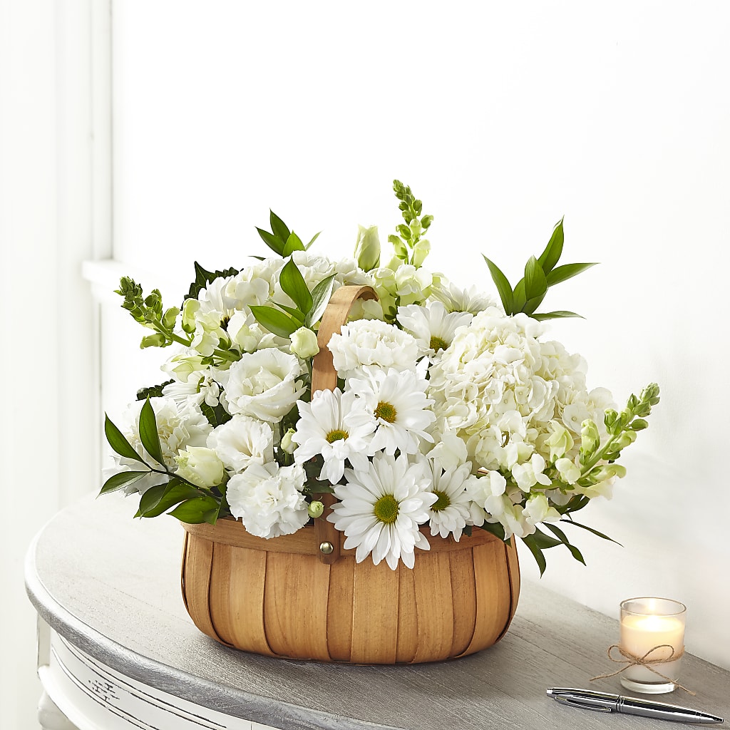 Pure Ivory Basket – Yadilynn Flowers Llc, Orange CA