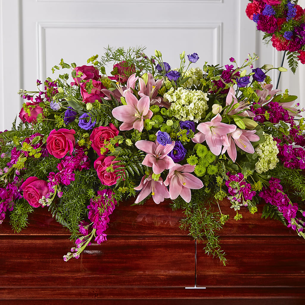 Radiant Tribute Casket Spray – Yadilynn Flowers Llc, Orange CA