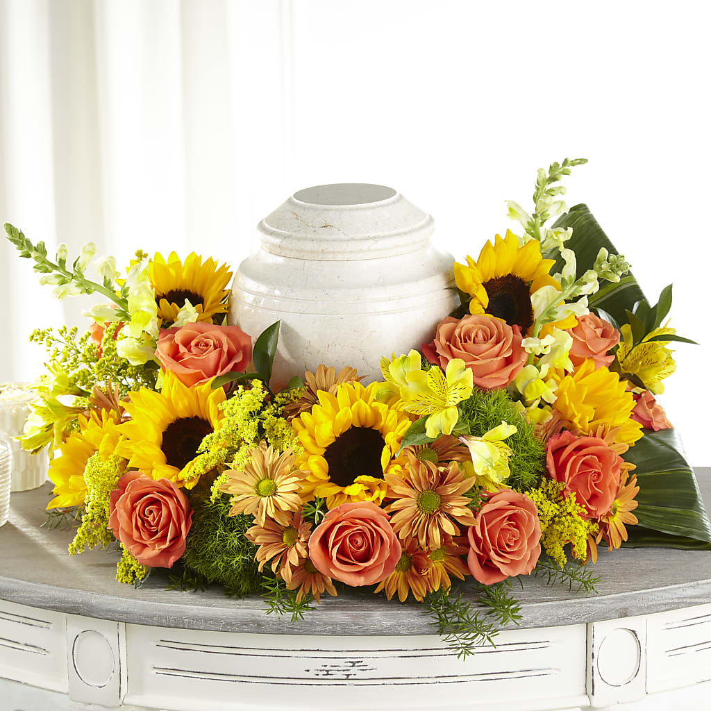 Faithful Sunflower Cremation Adornment – Yadilynn Flowers Llc, Orange CA