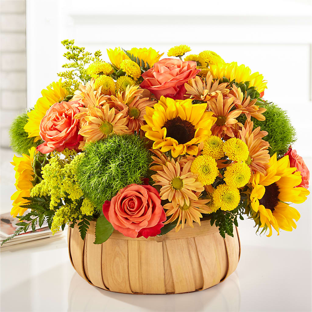 Harvest Sunflower Basket – Yadilynn Flowers Llc, Orange CA