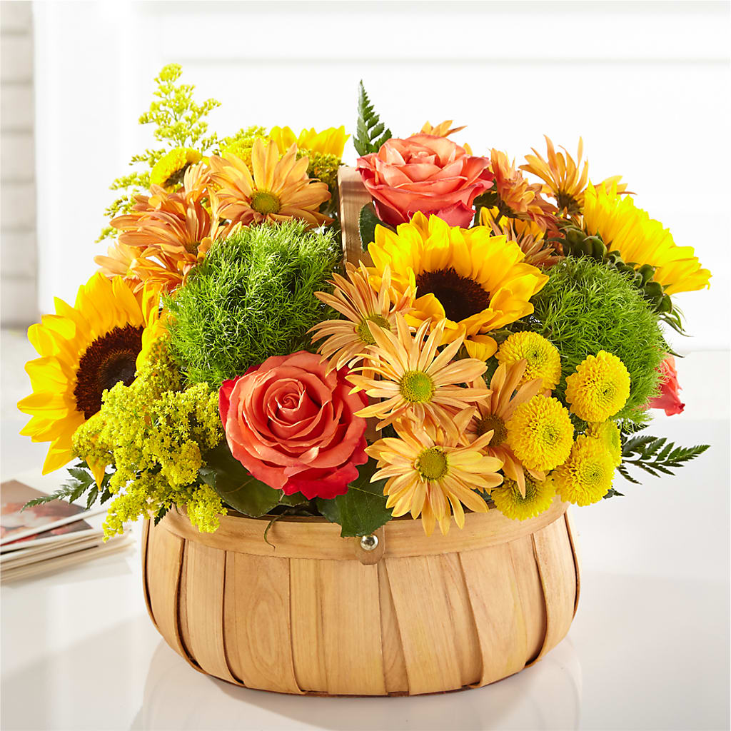 Harvest Sunflower Basket – Yadilynn Flowers Llc, Orange CA