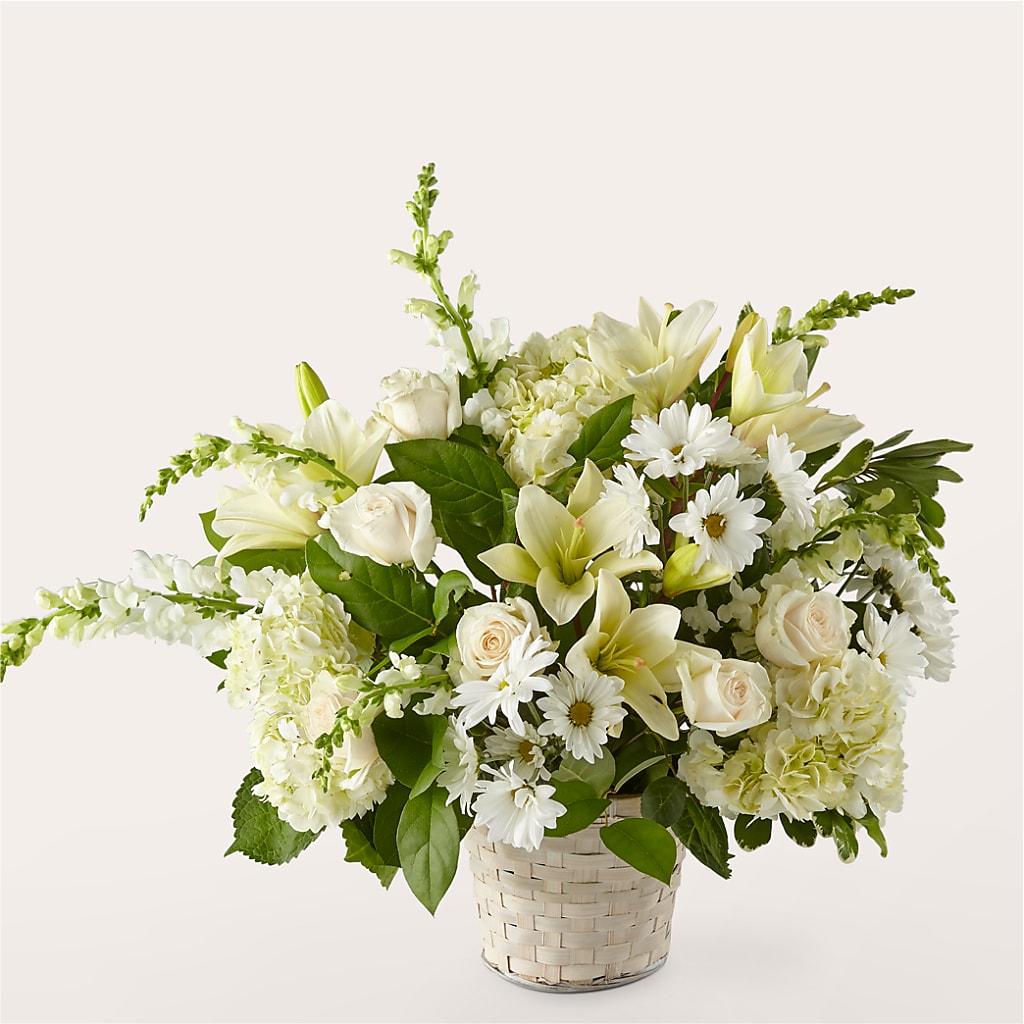 Ivory Elegance Floral Basket – Yadilynn Flowers Llc, Orange CA