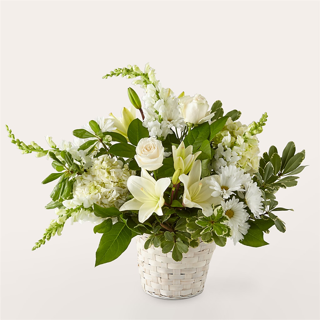 Ivory Elegance Floral Basket – Yadilynn Flowers Llc, Orange CA