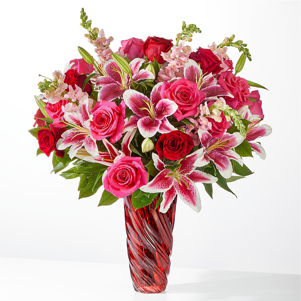 Always You Bouquet with Luxe Swirl Vase – Yadilynn Flowers Llc, Orange CA