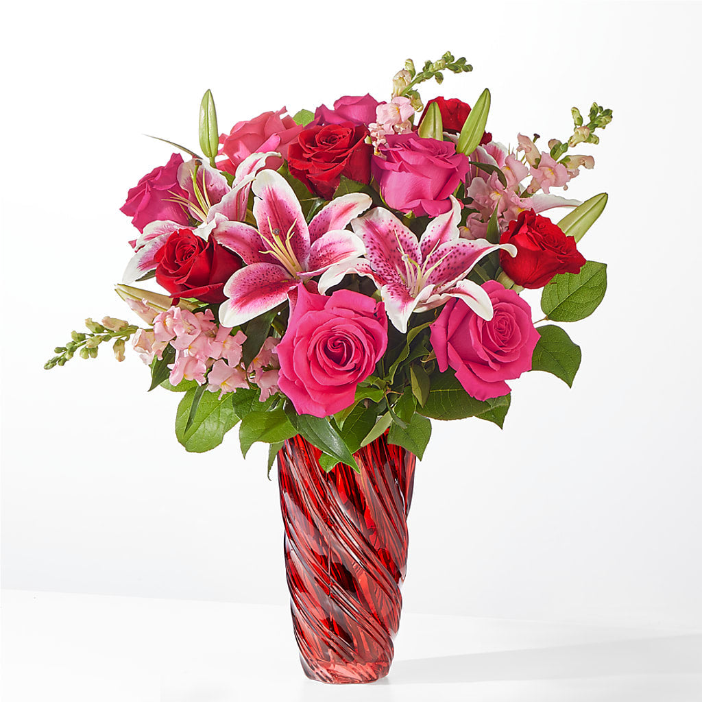 Always You Bouquet with Luxe Swirl Vase – Yadilynn Flowers Llc, Orange CA