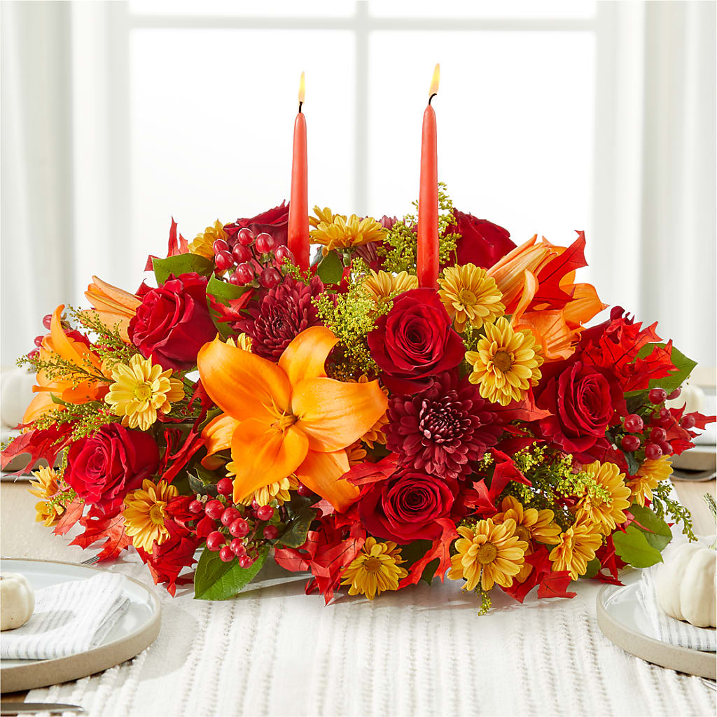 Autumn's Embrace Centerpiece – Yadilynn Flowers Llc, Orange CA