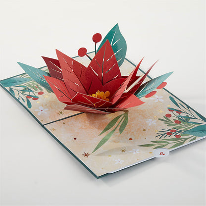 Happiest Holidays Poinsettia and Lovepop Card –  Yadilynn Flowers Llc, Orange CA