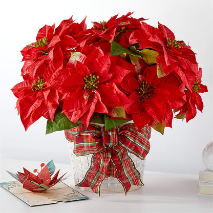 Happiest Holidays Poinsettia and Lovepop Card –  Yadilynn Flowers Llc, Orange CA