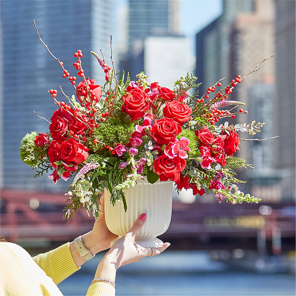 Big Red Bow Bouquet –  Yadilynn Flowers Llc, Orange CA