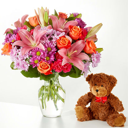 One and Only Bouquet and Bear Bundle –  Yadilynn Flowers Llc, Orange CA