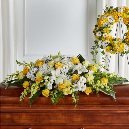 Golden Harmony Casket Spray –  Yadilynn Flowers Llc, Orange CA
