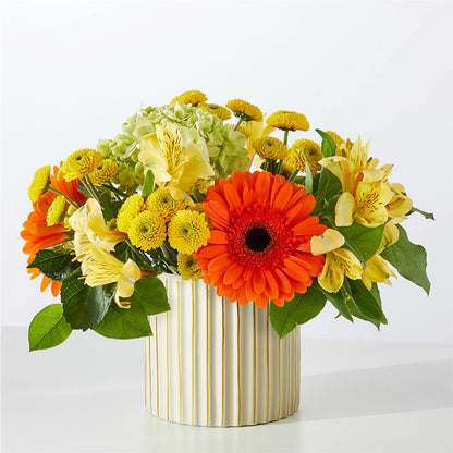 Autumn Sunshine Bouquet with Ivory Vase –  Yadilynn Flowers Llc, Orange CA