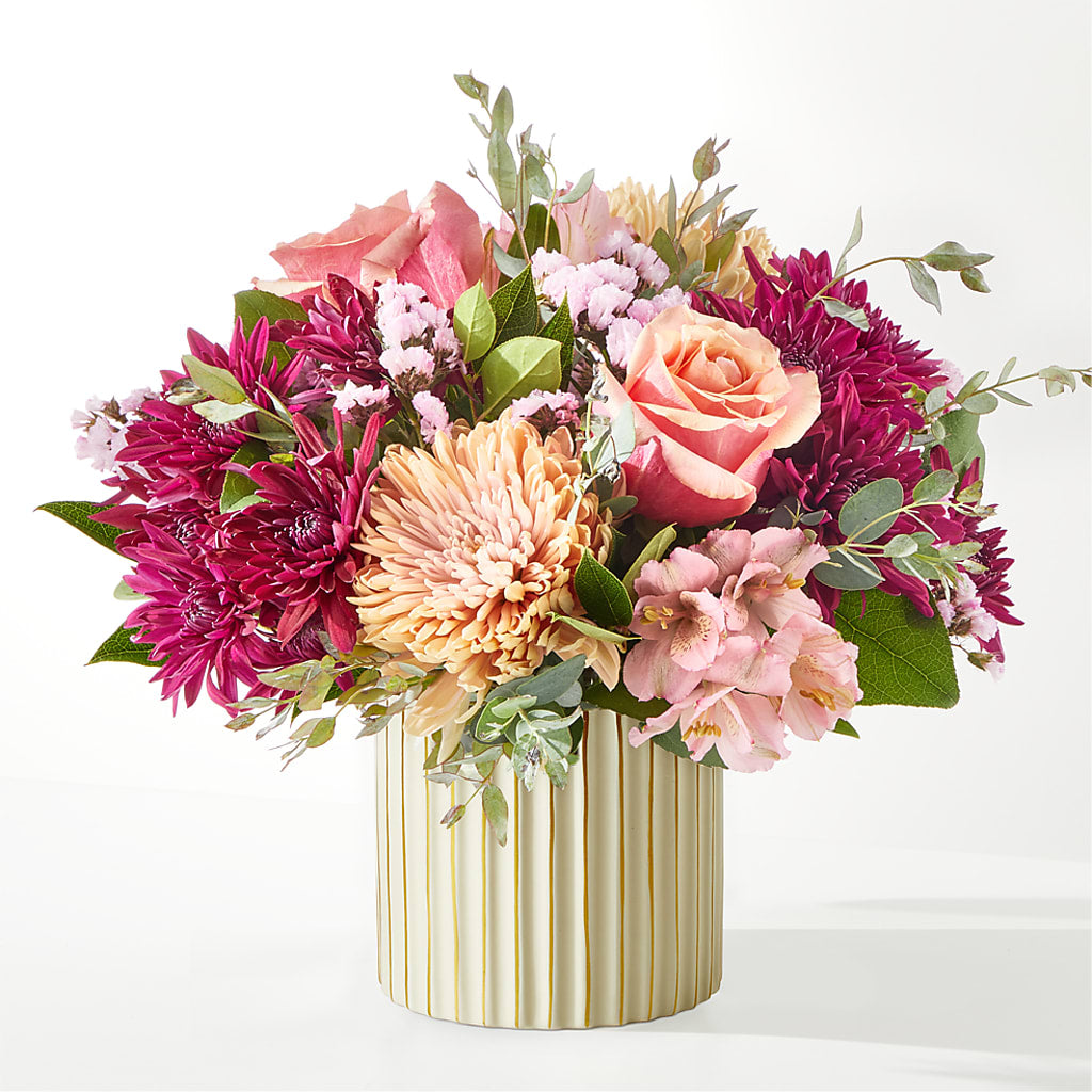 Berry Cobbler Bouquet with Ivory Vase –  Yadilynn Flowers Llc, Orange CA