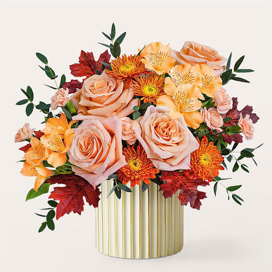 Spiced Latte Bouquet with Ivory Vase –  Yadilynn Flowers Llc, Orange CA