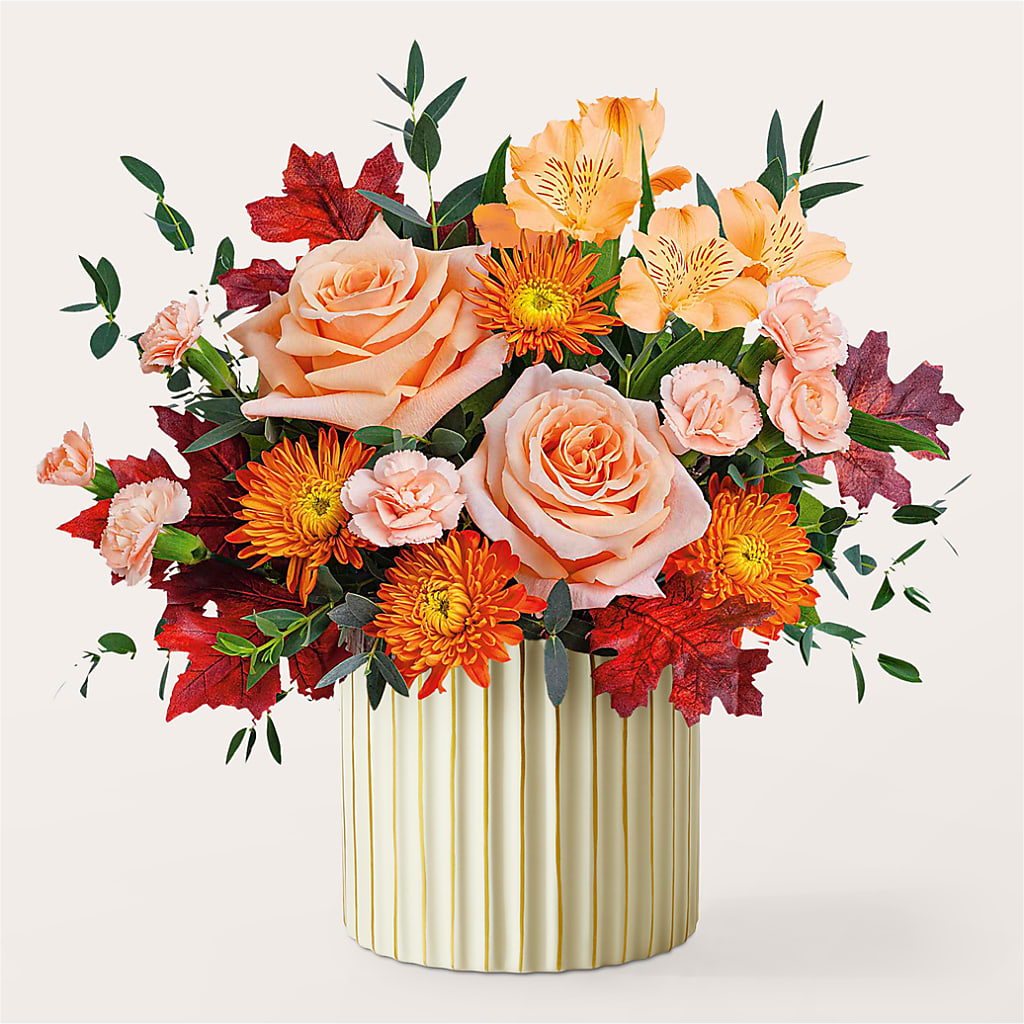 Spiced Latte Bouquet with Ivory Vase –  Yadilynn Flowers Llc, Orange CA