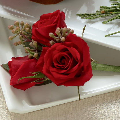 Red Spray Rose Boutonniere –  Yadilynn Flowers Llc, Orange CA