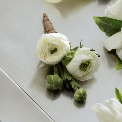 White Ranunculus Boutonniere –  Yadilynn Flowers Llc, Orange CA